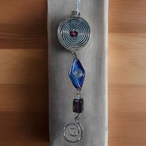 Handmade BOHO TREE ORNAMENT Gemstone Glass Beaded Wire Wrapped Christmas Tassel